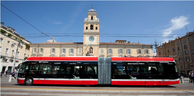 trolebuses de Parma (Italia) que están equipados con sistemas de climatización eléctricos de Hispacold